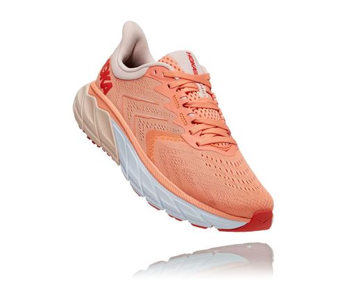 Hoka One One Dame Arahi 5 Supportive Road Løpesko Cantaloupe/Silver Peony Norge-43IFX